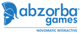 The logo of Abzorba Games Bmbh
										  business. Constists of a blue spartian
										  helmet with a hairy crest and the
										  word abzorba with the registered
										  trademark icon on the top right of the
										  last letter 'a' followed on a new line
										  by the word games right aligned. Under
										  an horizontal blue line/ruler the
										  words Novomatic Interactive.