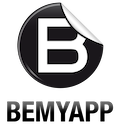 The logo of ByMyApp. Consists of a
										  circular black badge that is clipped
										  on the top right with a whit capital
										  letter B in the middle. Below the
										  badge is written with black capital
										  letters BEMYAPP.