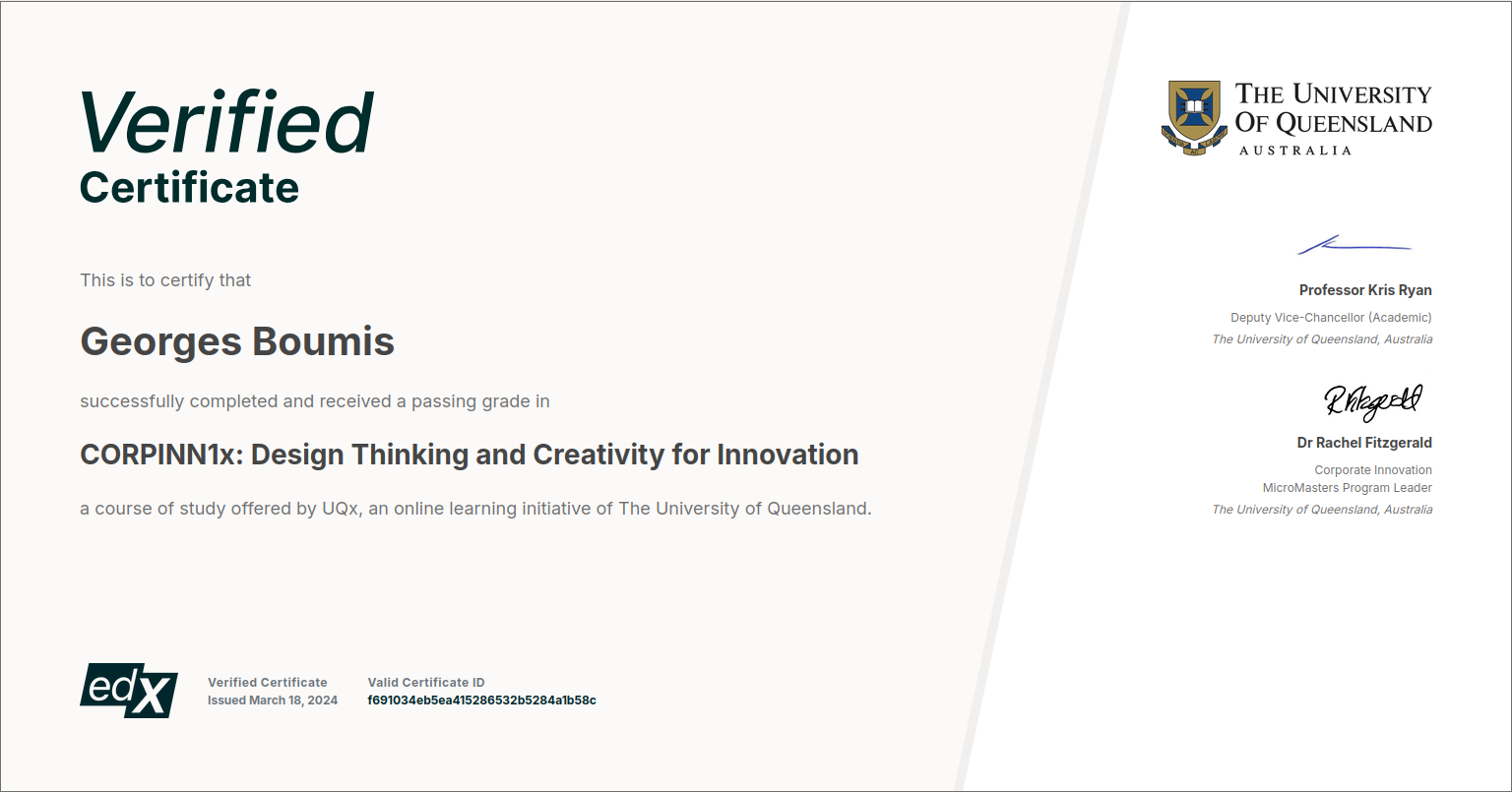 CORPINN1x: Design Thinking and Creativity for Innovation