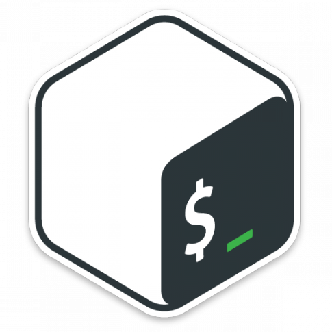 A white cube with a black side that
										  has a white dollar sign (the shell
										  prompt) followed by a green
										  underscore.